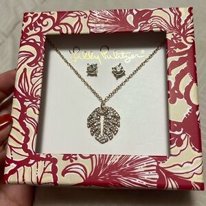 Lilly Pulitzer Poinsettia Red Earrings and Necklace Set